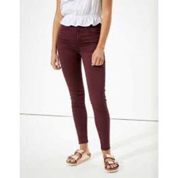 American Eagle hi-rise maroon size 6 jeggings - Picture 1 of 4